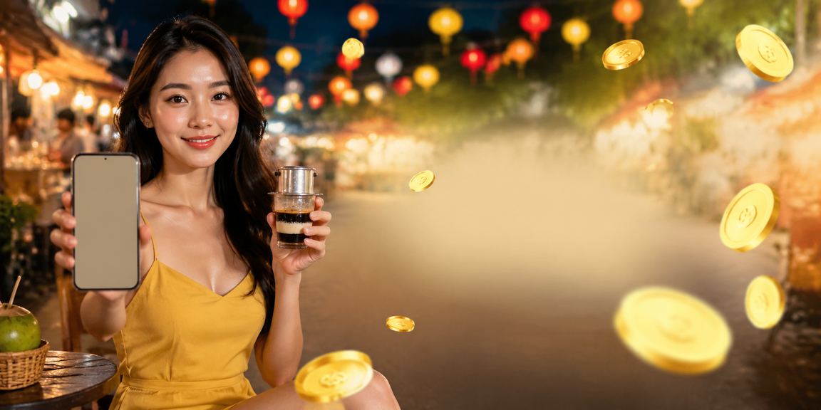 Người dùng Hà Nội thực hiện giao dịch nạp tiền casino qua điện thoại bên ly cà phê